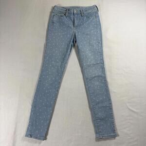 Universal Thread Mid Rise Skinny Jeans 2/26R Light Wash Polka Dot Womens Denim